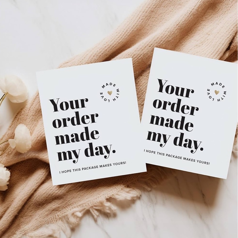 Set of 50 3in x 3.5in Your Order Made My Day Thank You Cards - Picture 3 of 4